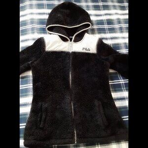 Fila Soft Fuzzy Furry Zipper Hoodie Warm Kids Boys Girls Size 14 Jacket pockets